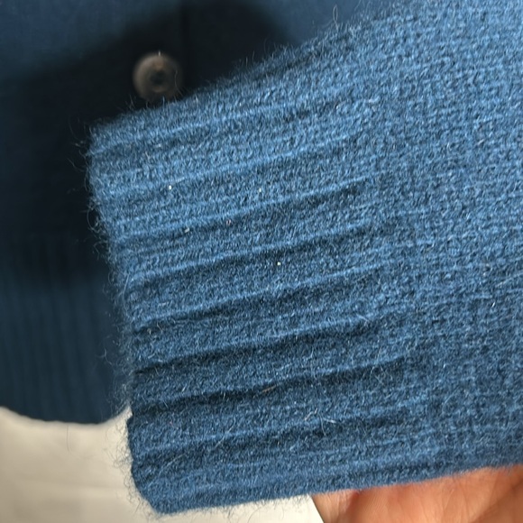 Marina Luna Lambs Wool Angora Blue Cardigan Shawl Collar Size XL. - Picture 4 of 11